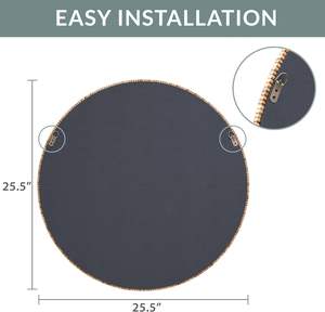 Espejo de baño redondo de ratán de 25,5 pulgadas, marco de mimbre hecho a mano con encanto de granja rústica, decoración de pared Bohemia, baño y dormitorio - Product Image 6