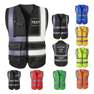 Workwear Reflective Safety Vest With Pockets Reflective Safety Hi Vis High Visibility Workwear Construction Top Quality