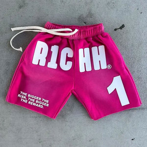 Shorts en coton personnalisés avec impression puff LOGO Broderie usée Shorts délavés au soleil Shorts à bordure coupée Shorts délavés à l'acide Hommes - Product Image 2
