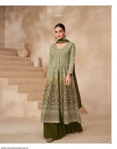 Traditional Salwar Kameez Set (<b>Top</b> Bottom & Dupatta) Heavy Work Georgette Santoon Fabric for Wedding & Party <b>Festive</b> Season - Product Image 1