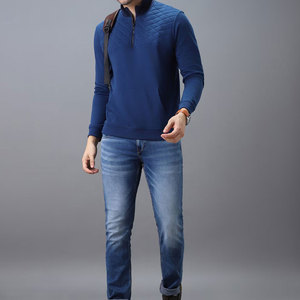 Nouveau dernier Design hommes demi-fermeture éclair sweats à manches longues meilleur uni confortable nouveauté demi-fermeture éclair sweats du Pakistan - Product Image 4