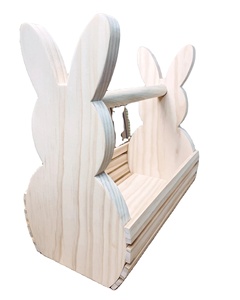 High Quality <b>Wooden</b> Easter <b>Basket</b> Bunny Shaped Handmade in Viet Nam - Product Image 1