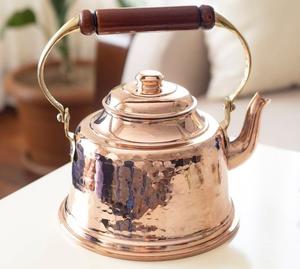 Bouilloire à thé en cuivre de vente chaude avec bec classique fini et élégant fabriqué à la main à des fins quotidiennes ou d'affichage - Product Image 1