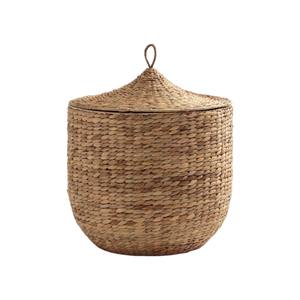 Panier de rangement rustique tissé en jacinthe d'eau écologique de haute qualité avec couvercle, panier à linge, multi-usages, maison, hôtel, restaurant, personnalisé - Product Image 5