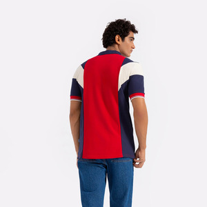 Latest Summer Arrival Men Stylish <b>Colour</b> <b>Block</b> Panelled Casual Polo Shirt With Short Sleeves And Collar For Sale - Product Image 4