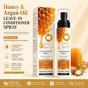 <span class=keywords><strong>Spray</strong></span> revitalisant sans rinçage au <span class=keywords><strong>miel</strong></span> et à l'huile d'argan, anti-frisottis, démêlant instantané, protection thermique pour les cheveux - Product Image 1