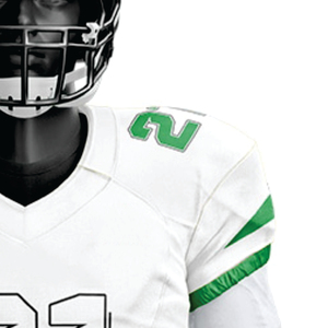 Personalizado 100% poliéster sublimado uniforme de fútbol americano para los hombres transpirable blanco verde aparejos sarga equipo Jersey corto - Product Image 4