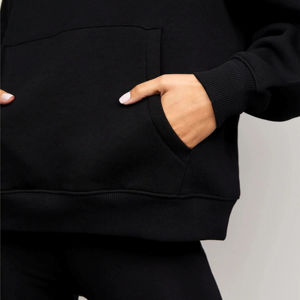 Ensemble de survêtement unisexe anti-boulochage respirant avec sweat à capuche zippé et col roulé 100 % coton grande taille - Product Image 5