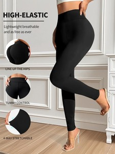 Leggings de Yoga para Mujer, Estilo Vintage, Sin Costuras, de Spandex/Poliéster, Hasta la Rodilla, Tejidos, Transpirables y Ligeros - Product Image 5