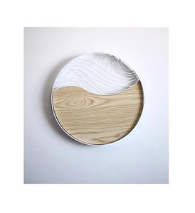 Galvanized <b>Snacks</b> <b>Tray</b> With Wooden Handles Exclusive Quality Round Shape Food Serving <b>Tray</b> For Best Selling - Product Image 4