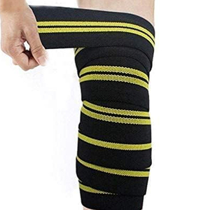 Knee Sleeve Compression Support <b>Black</b> Blue Striped Spandex Breathable Hook Loop Closure Unisex All Seasons - Product Image 3