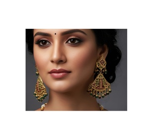 Impresionante Juego de Collar y Aretes de Compromiso y Boda Clásico con Acabado Dorado Mate de Primera Calidad con Moissanita para Mujer - Product Image 3