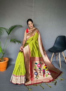 PURA PAITHANI SEDA SAREE CON PAITHANI RICO TEJIDO PALLU - Product Image 4