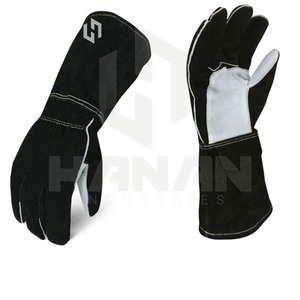 Gants de soudage en cuir de vachette fendu de haute qualité Protection des mains de sécurité résistante à la chaleur pour les soudeurs fabriqués au Pakistan - Product Image 1