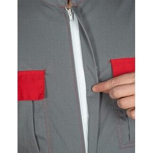 Combinaison de travail unisexe durable CBF Balducci Group grise/rouge multi-poches, 65% polyester 35% coton 200g/m, fabriquée en Albanie - Product Image 5