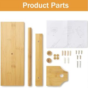 Porte-papier hygiénique avec double porte-rouleau Porte-papier hygiénique en bois mat Étagère de rangement pour papier hygiénique avec lingettes humides - Product Image 5