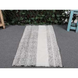 พรมวินเทจขนาดเล็ก 1.7x3.1 ฟุต พรมตุรกี พรมขนสัตว์คิลิมสีดำ - Product Image 4