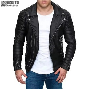 Último estilo al por mayor a prueba de viento impermeable chaqueta de bombardero de cuero unisex superventas para invierno Moto & Biker estilo logotipo frontal - Product Image 3