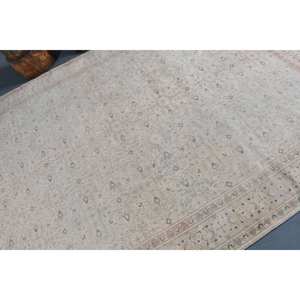 Alfombra de lana turca Vintage de 6,5x9,5 pies, diseño de retazos de estilo bohemio, tejido plano con respaldo de látex para decoraciones de sala de estar - Product Image 5