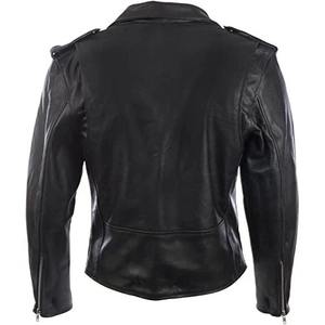 Veste de motard en cuir véritable noir pour homme, style classique de moto avec ceinture à la taille, poches zippées et col à revers - Product Image 6
