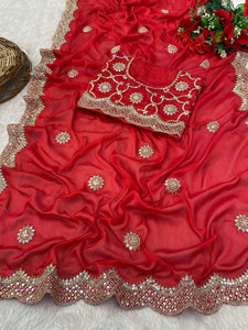 HEVY KASTURI SILK GORGET CON FANCY DORI CON FANCY ZARI & FULL SEQUNCE WORK BRIDAL SAREE COLECCIÓN - Product Image 3