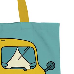 Vintage Van Cotton <b>Canvas</b> Tote <b>Bags</b> Zipper <b>Drawstring</b> Embroidery Versatile Daily Use Tote for All Summer Autumn Winter Spring - Product Image 5