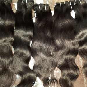 Extensiones de cabello indio virgen crudo, paquetes ondulados naturales, trama de máquina, cierres dobles dibujados, suministro de peluca - Product Image 3