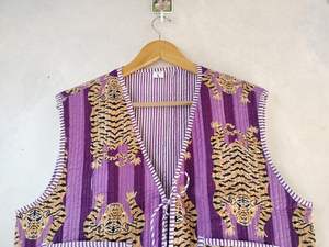 เสื้อกั๊กแจ็กเก็ตผ้านวมพิมพ์ลายเสือใส่ได้ทั้งชายและหญิงเสื้อโค้ทสไตล์โบฮีเมียนทำด้วยมือสไตล์อินเดียแบบลำลองของขวัญที่สมบูรณ์แบบสำหรับเธอ - Product Image 2