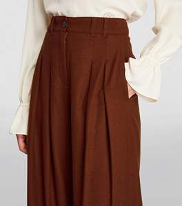 100% coton matériel à la mode à la mode vêtements décontractés surdimensionné taille haute jambe large pantalon pantalon pour femmes - Product Image 3