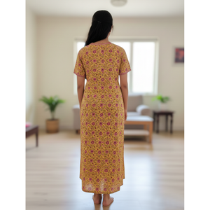 Vestido de Dormir 100% Algodón con Estampado Jaal Hecho a Mano, Camisón Suave Tejido con Diseño Floral y Botones, ODM 3XL para Damas de Honor - Product Image 3