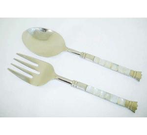 Ensemble de service à salade en acier inoxydable avec poignée en résine grande cuillère et ensemble d'outils de serveur Outils de serveur à salade en métal de qualité supérieure - Product Image 4