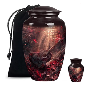 Urna Funeraria de Metal Esmaltado con Forma de Guitarra, para Cenizas Humanas de Adultos, en Latón/Aluminio - Product Image 2