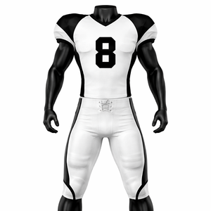Custom American Football Uniform Set Men's Football Jersey and Pants White Black Team Kit Breathable <b>Compression</b> Sportswear OEM - Product Image 1