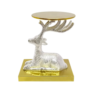 Bol à fruits artisanal élégant en acier inoxydable plaqué nickel brillant, tête de cerf, décoration de la maison, utilisation pour les fêtes, fait à la main - Product Image 1