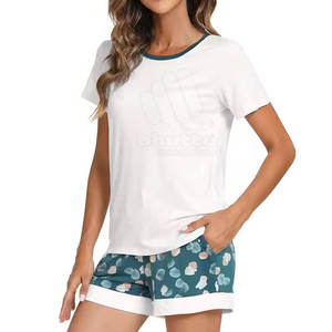 Slim Fit Short Sleeves Crew Neck Women Set Customized Color T-Shirts and Shorts Women Set - Product Image 4