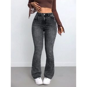 Grey Woman Chic <b>Boot</b> Cut Flared Belbottom Denim Jeans For Woman Vintage Themed Street Style Fashion <b>pants</b> Size 26 to 40 - Product Image 1