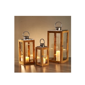 Linterna de vela de hierro y madera hecha a mano elegante estilo Ins Festival colgante decoración del hogar de la India propósito de regalo - Product Image 1