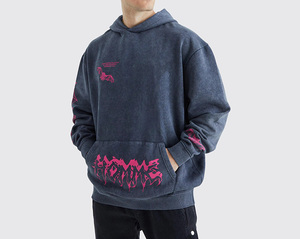 Personnalisé 100% Coton Stone Wash Acid Wash Sweat à capuche Vintage avec sérigraphie Logo personnalisé en gros - Product Image 4