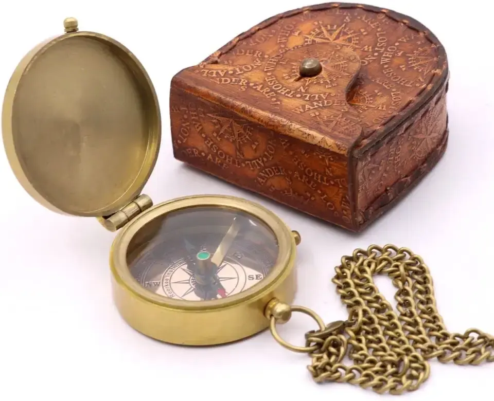 Nieuw Aankomen Kompas Messing Vintage Pocket Antiek Nautisch Geschenk Zonnewijzer