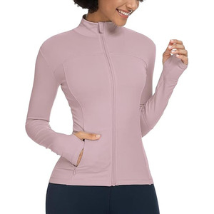 Soft Athletic Top Full Zip <b>Jacket</b> Women Lightweight Stretchy <b>Yoga</b> Wear Training Comfort Nylon Spandex Fabric - Product Image 1