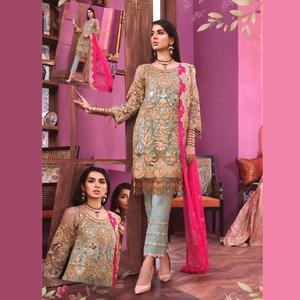 WS INTERNATIONAL robe de couleur marron costume ethnique en soie vente chaude robe droite Salwar Kameez de créateur du Pakistan et de l'Inde - Product Image 5