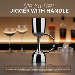 Premium Quality Peg <b>Measurer</b> Jigger Stainless Steel Cocktail Shot Glass <b>Drink</b> <b>Measuring</b> Bar Tool Double Side with Handle - Product Image 6