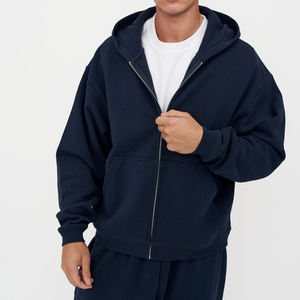 เสื้อฮู้ดดี้ผู้ชายผ้าฟลีซหนานุ่มแบบมีซิป สกรีนโลโก้ได้ ทรงโอเวอร์ไซส์ ไหล่ตก สไตล์แบ็กกี้ สำหรับผู้ชาย - Product Image 5