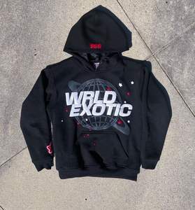 Streetwear Cropped Hoodie Men Custom Logo Cotton <b>French</b> Terry Fleece Raw Hem Puff Printing Hoodie - Product Image 3