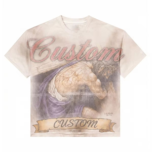 T-shirt Homme Oversize Personnalisé 100% Coton Streetwear Hip Hop avec Impression DTG et Strass Effet Vieilli - Product Image 4