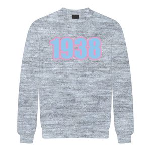 1938 Jack et Jill of America gris sweat à col rond bleu Chenille broderie noir Civic organisations professionnelles vêtements - Product Image 2