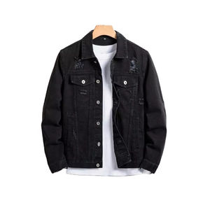Vente en gros Veste en jean baggy pour homme Veste en jean simple cowboy à manches longues et à un bouton pour homme - Product Image 5