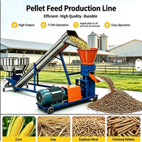 Ligne de production de granulés d'aliments pour animaux automatique 1-20 T/H, projet clé en main, ensemble complet, CE, broyeur à marteaux, mélangeur, refroidisseur, emballage