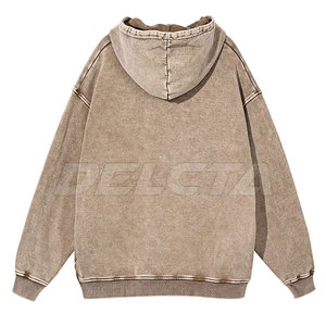 Vente directe d'usine : sweats à capuche effet délavé, logo personnalisé, couleur unie, coton mélangé, sweats à capuche effet délavé pour hommes - Product Image 2