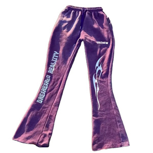 Pantalones de chándal acampanados vintage para hombre, con efecto desgastado y parches, estilo streetwear, joggers, 100% algodón, de tela gruesa, estilo hip hop. - Product Image 6